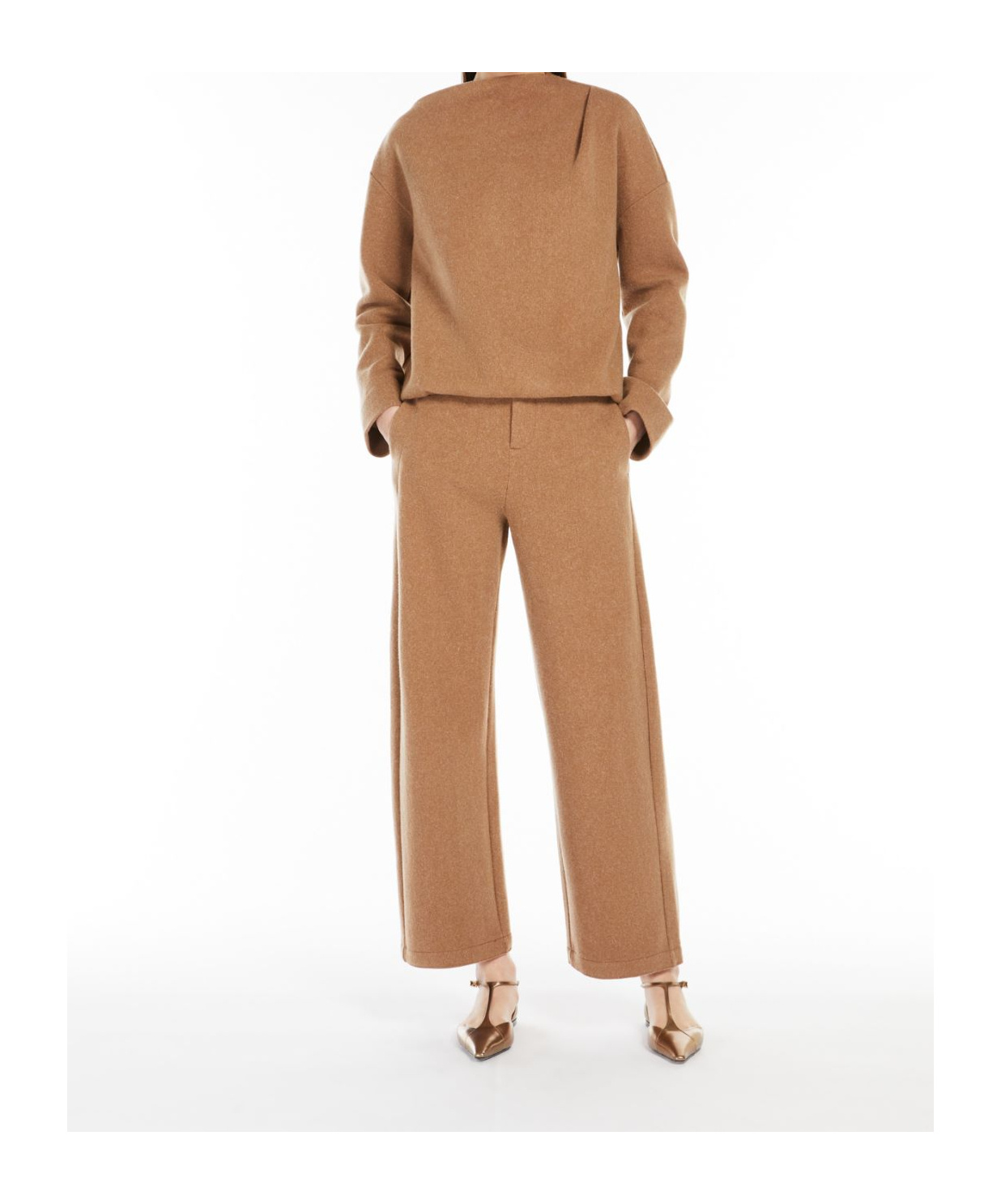 Max Mara Oxa Cashmere & Wool Sweatshirt In Tobacco Color