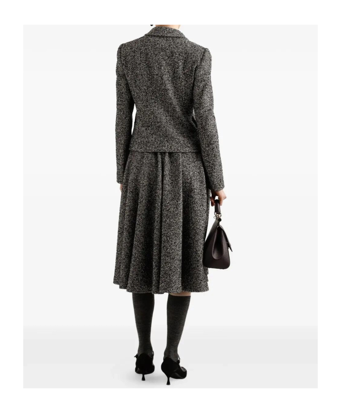 Dolce & Gabbana Sleeveless Dress With Chevron Print In Gray