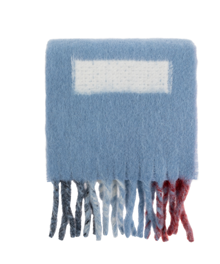 Marni Maxi-logo Scarf In Blue