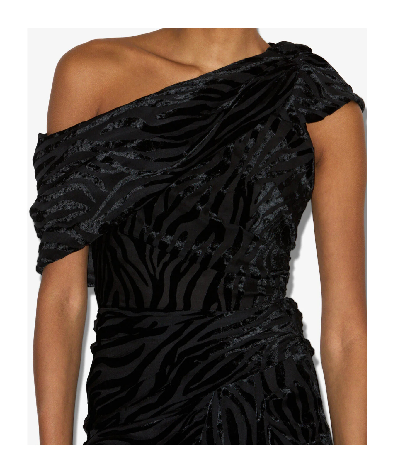 Isabel Marant Cyane Draped Velvet Burnout Bodycon Midi Dress In Black