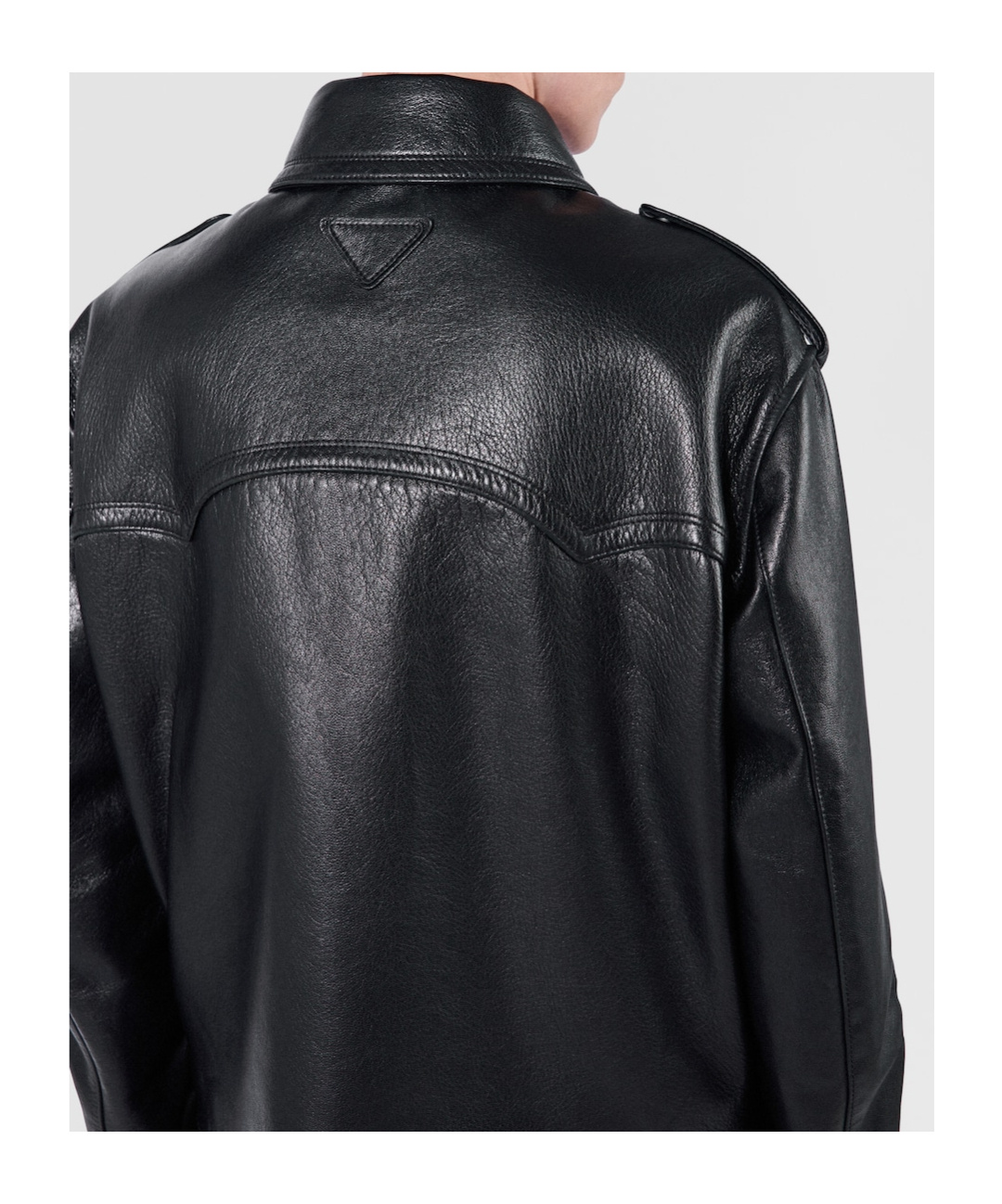 Prada Womens Black Vintage-treated Leather Biker Jacket In Black