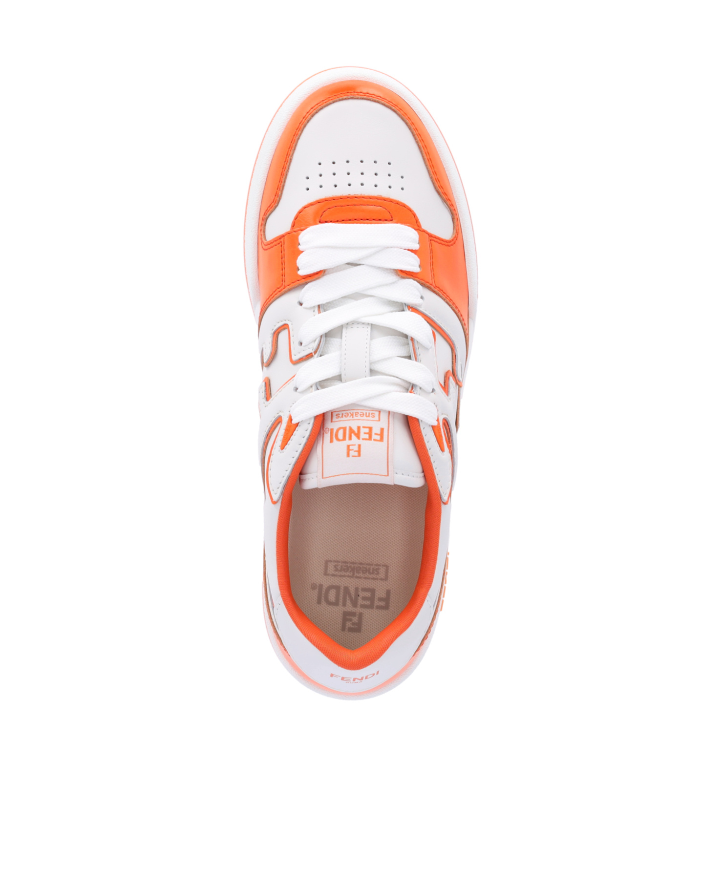 Fendi Match Leather Sneakers In White