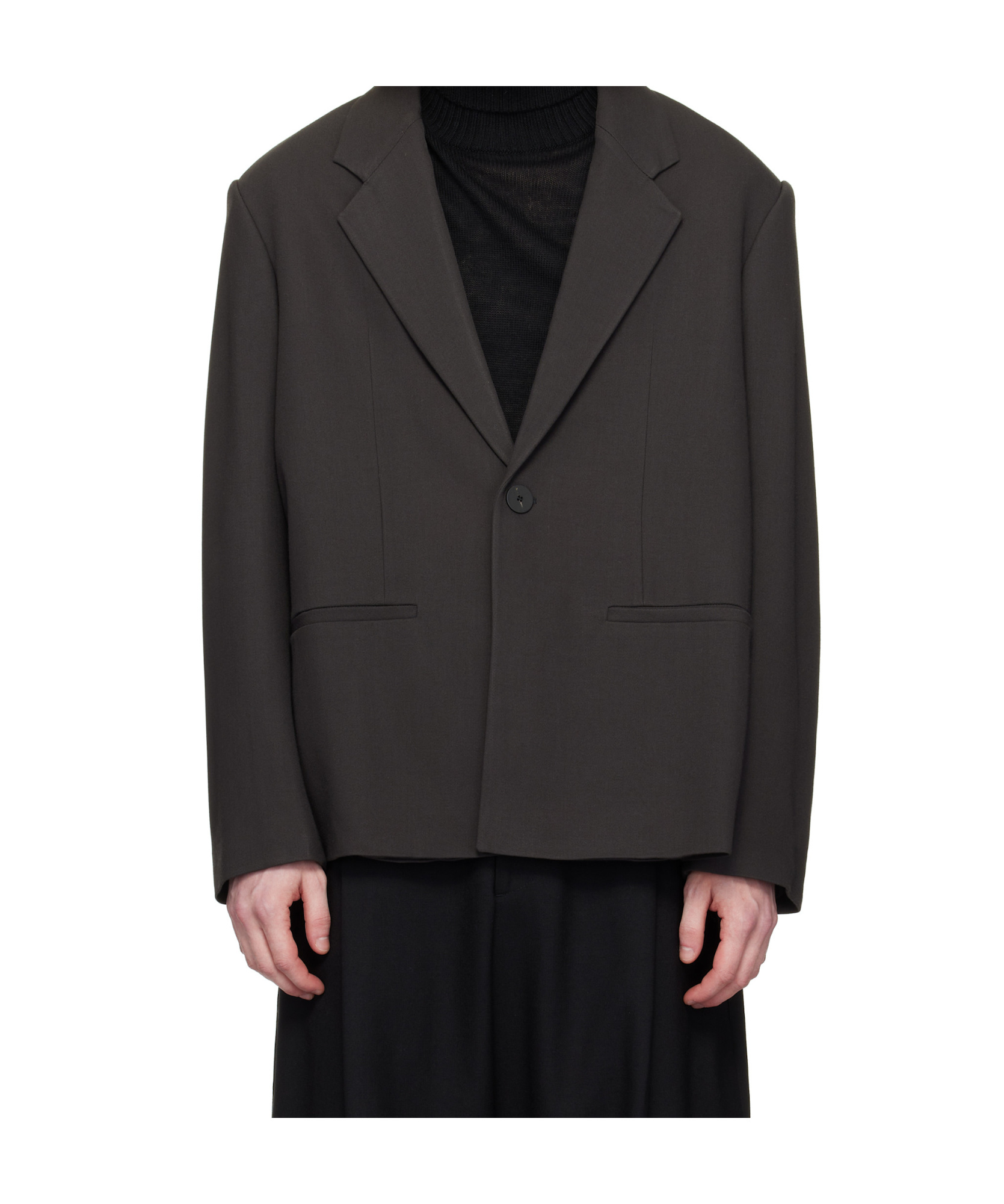 Studio Nicholson Oversized Blazer Notched Lapel Front Pockets In Black