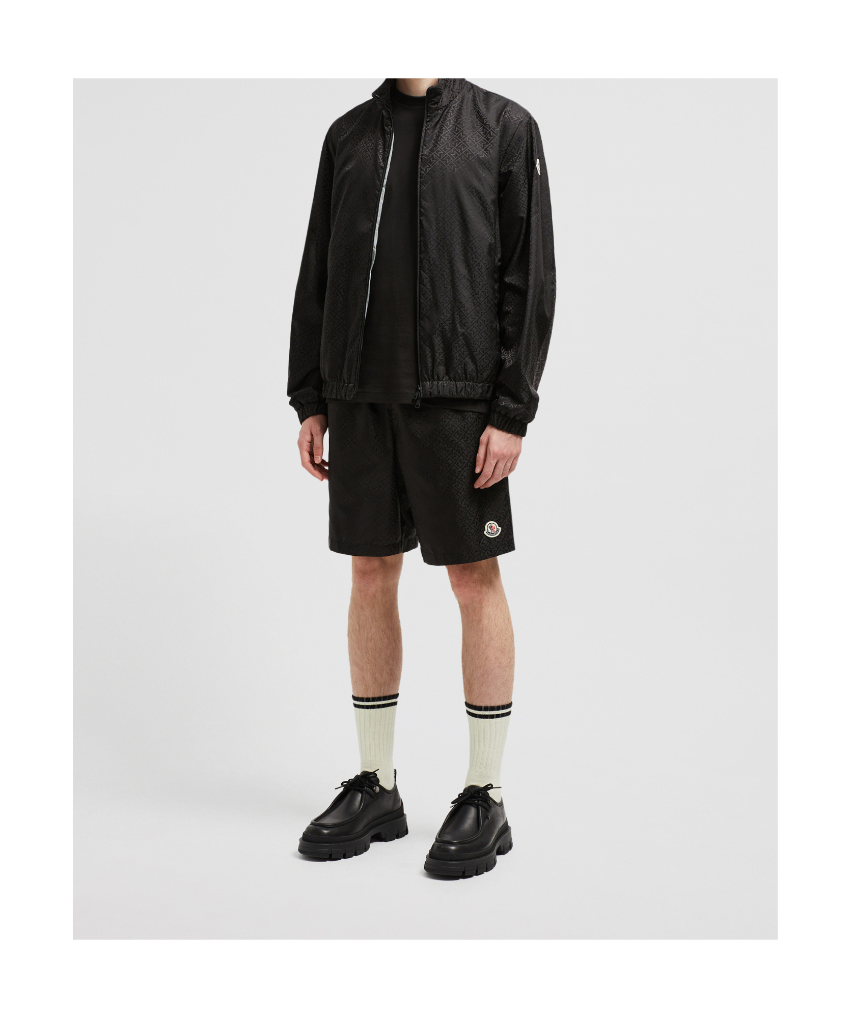 Moncler Elastic Waist Swimming Trunks In Black