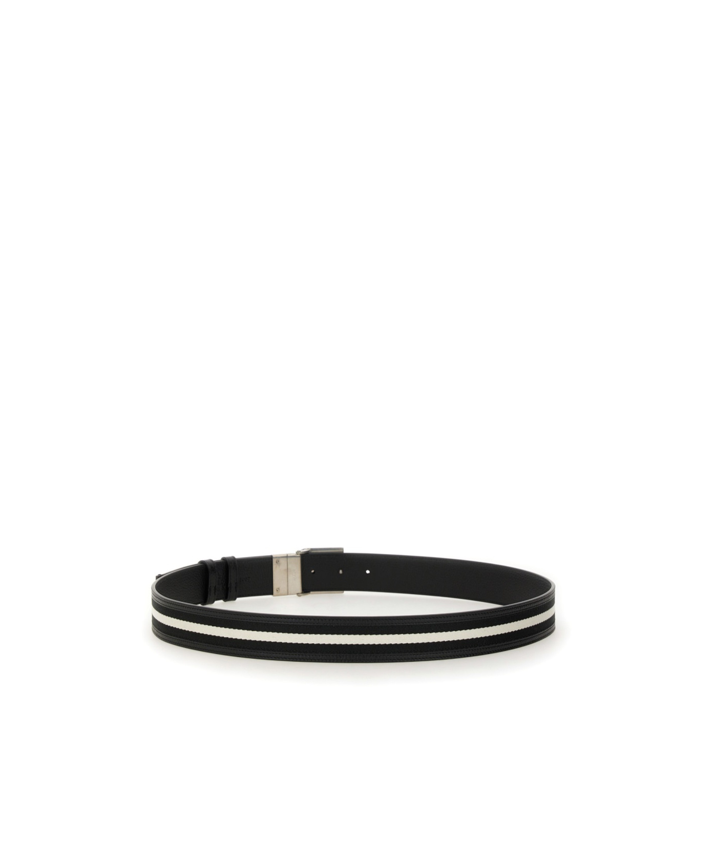 Bally Logo-buckle Stripe-detailed Belt In Black