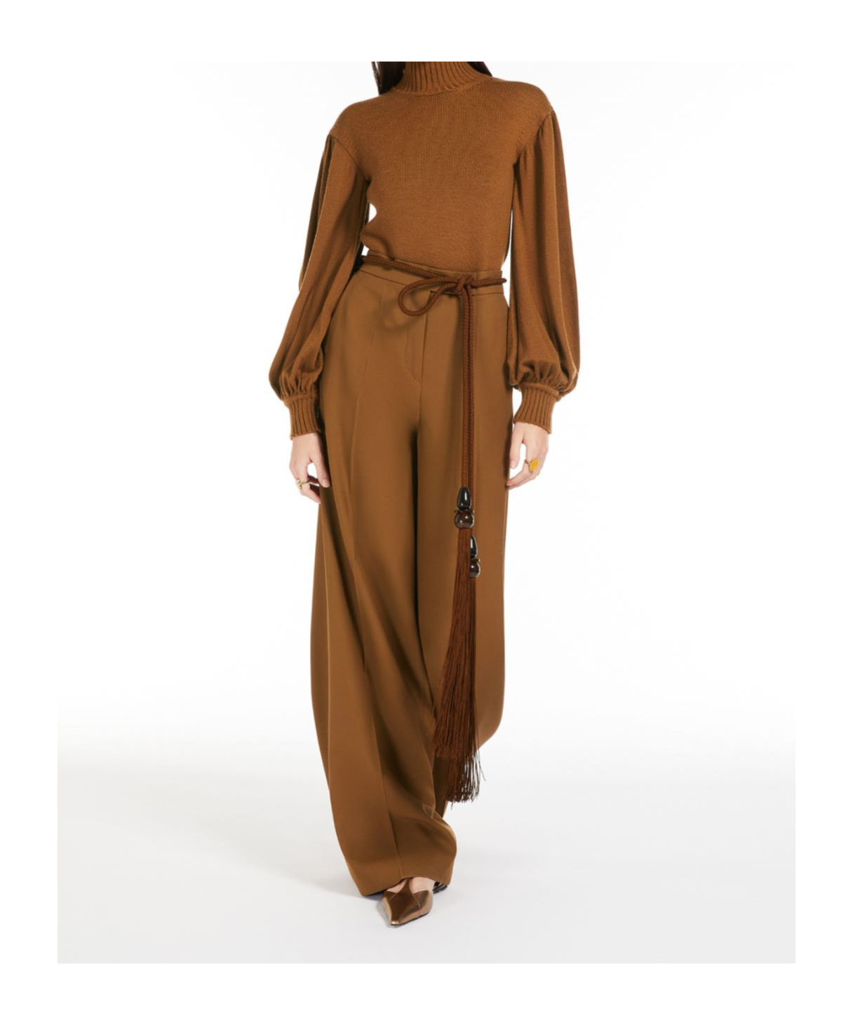 Max Mara Pleated Wool Trousers In Brown