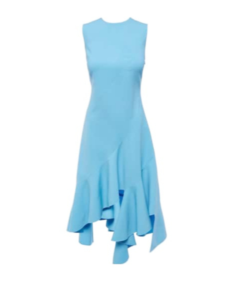 Oscar De La Renta Asymmetrical Wool-blend Midi Dress In Blue
