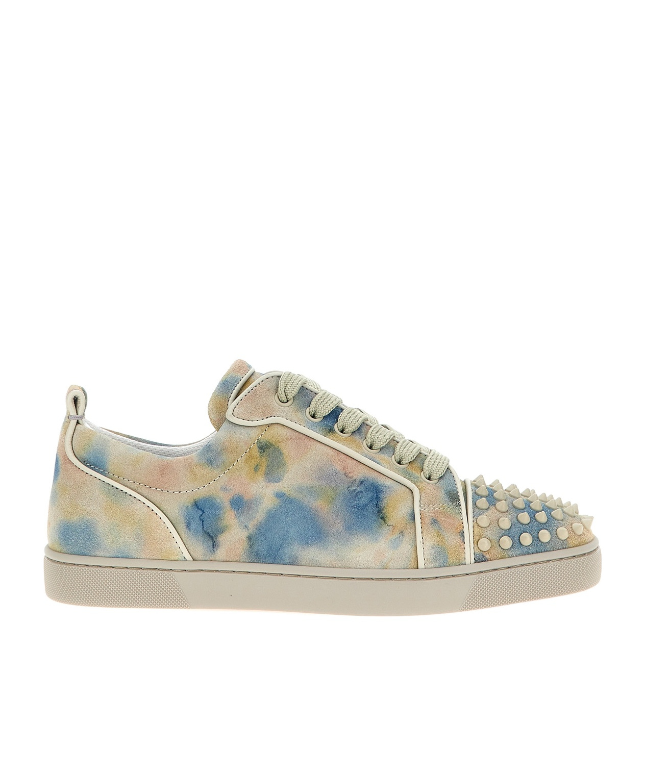 Christian Louboutin Junior Spikes Round Toe Rubber Sole Sneakers In Multi-color