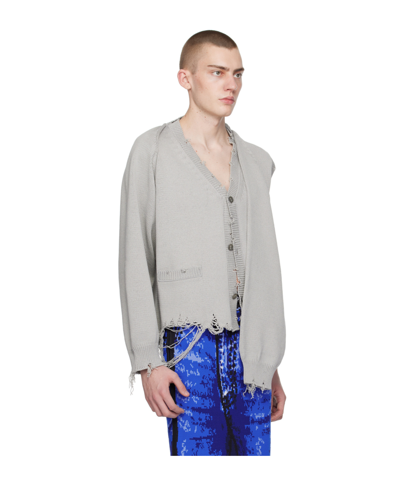 Doublet Gray 2way Sleeve Cardigan In Gray