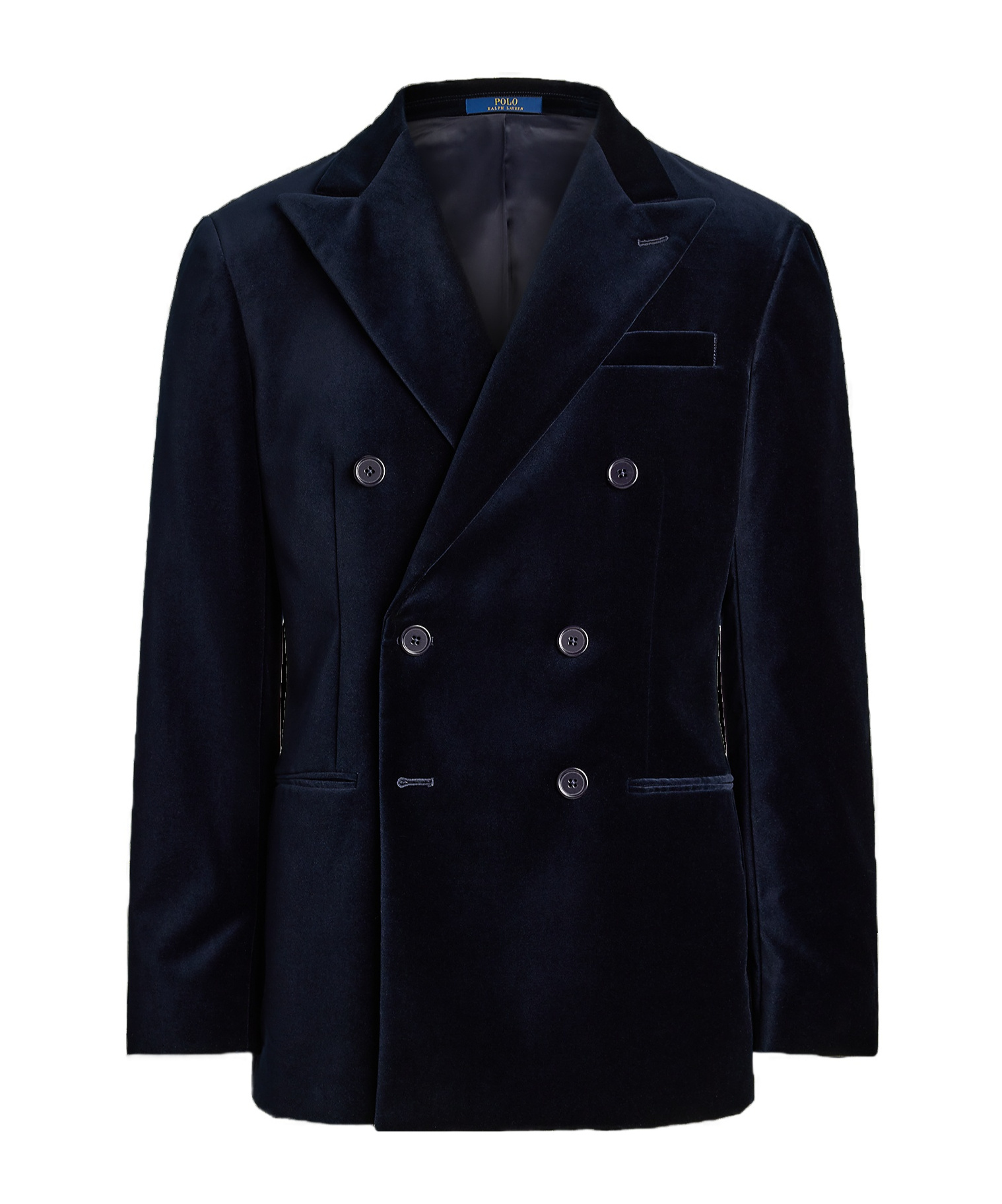Polo Ralph Lauren Mens Peak-lapel Double-breasted Velvet Blazer Navy In Black