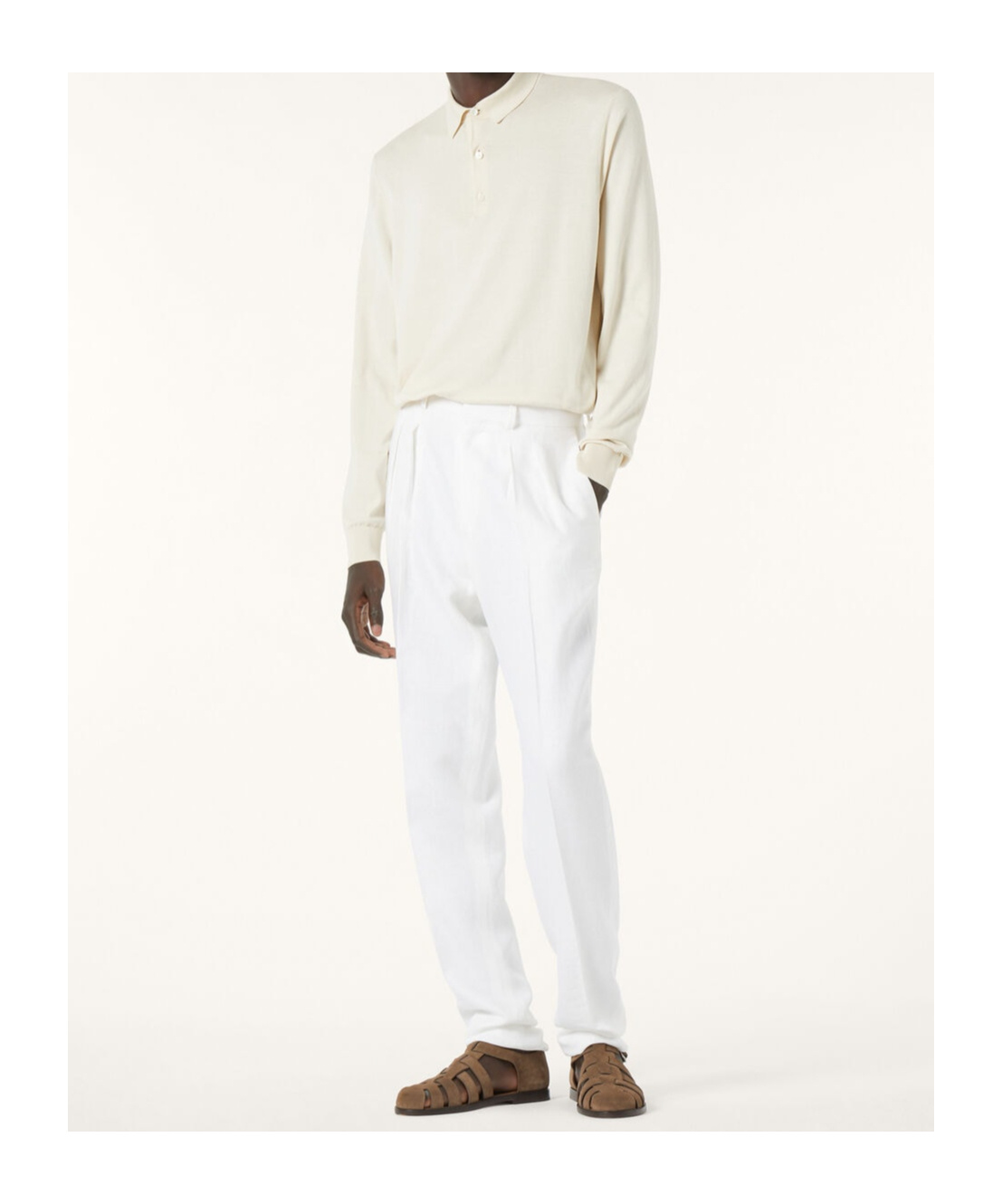 Loro Piana Long-sleeved Polo Shirt In White
