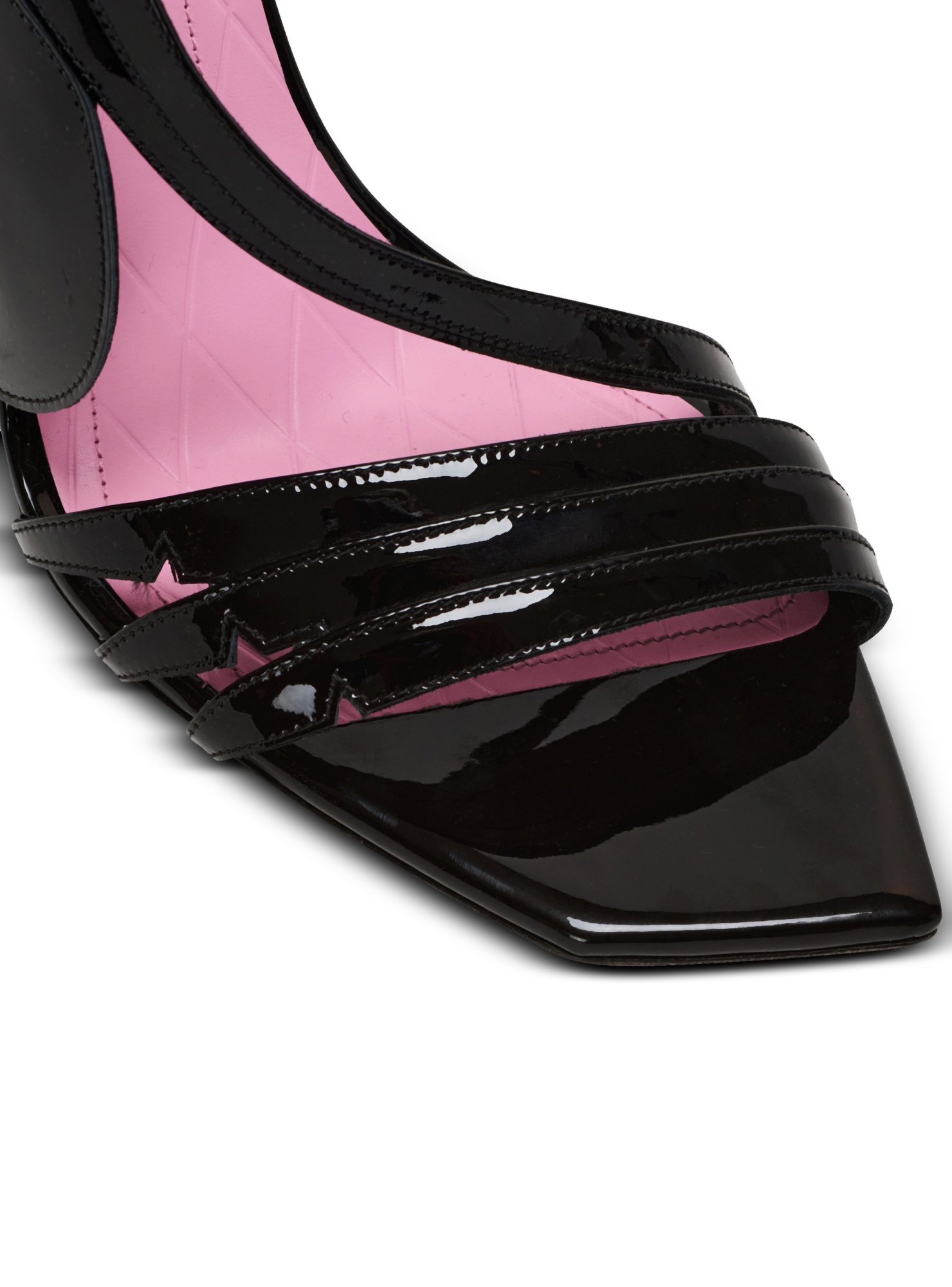 Shop Balmain Heeled Eden Sandals In Patent Leather In Black