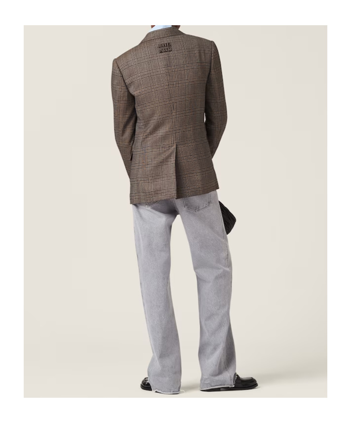 Miu Miu Plaid-check Single-breasted Blazer In Brown