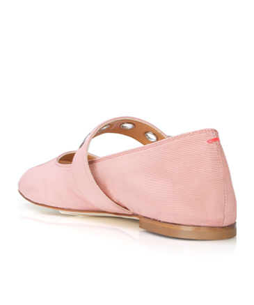 Aeyde Uma Eyelet Grosgrain Coral Ballet Flats In Pink