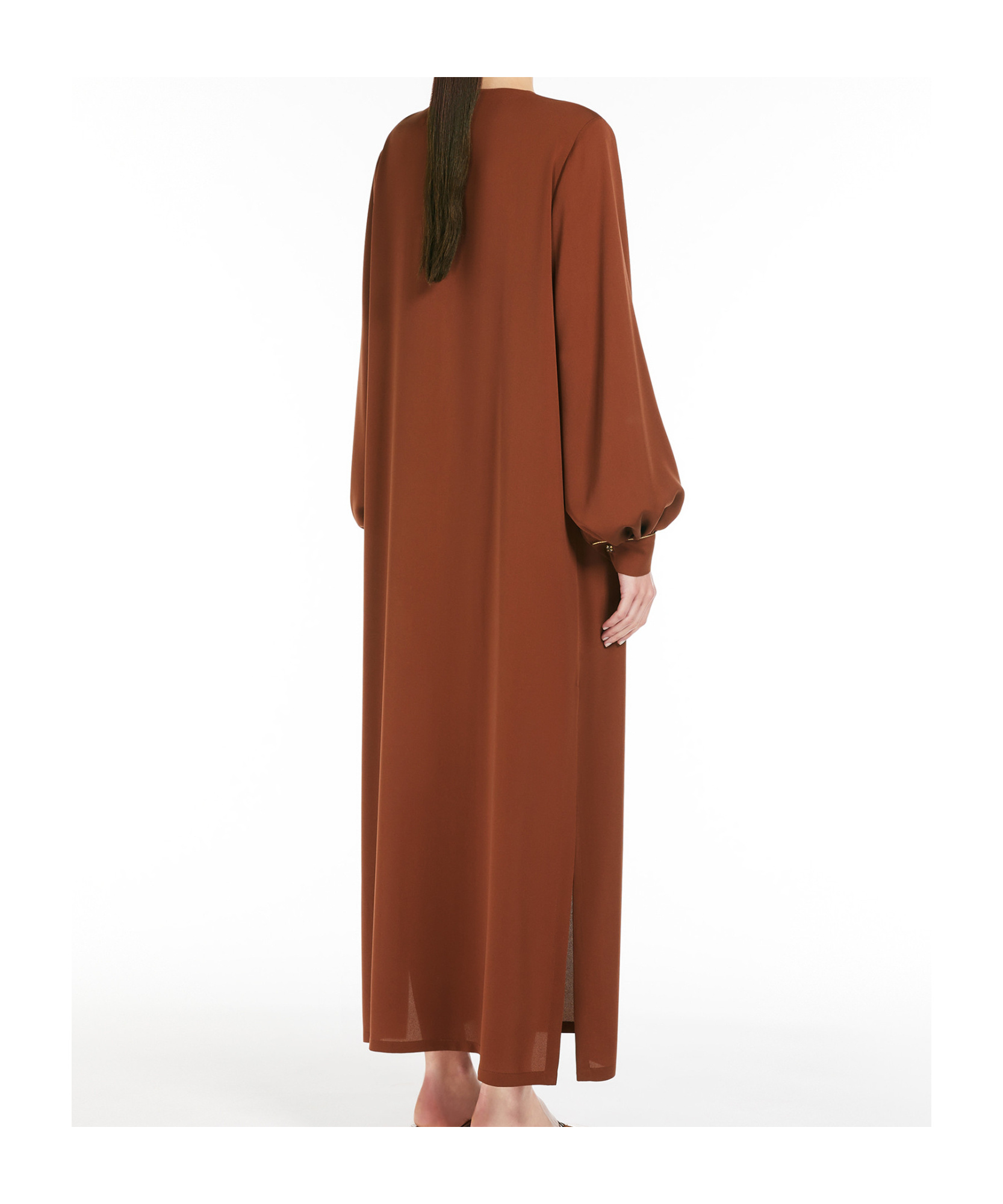 Max Mara Sansone V-neck Long-sleeved Dress In Brown