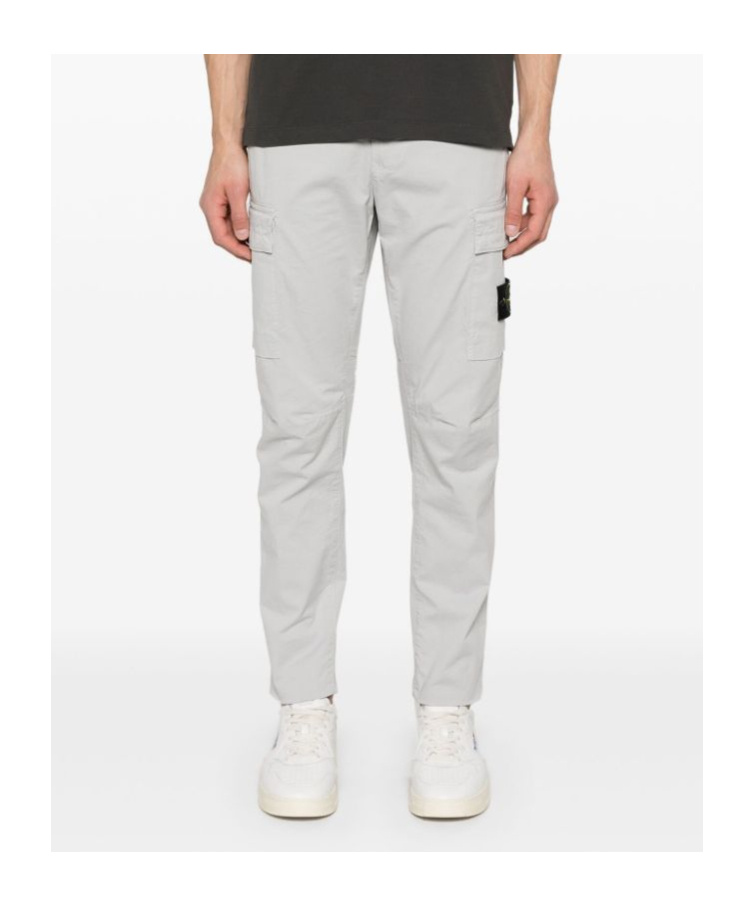 Stone Island Tapered Leg Cargo Trousers In Gray