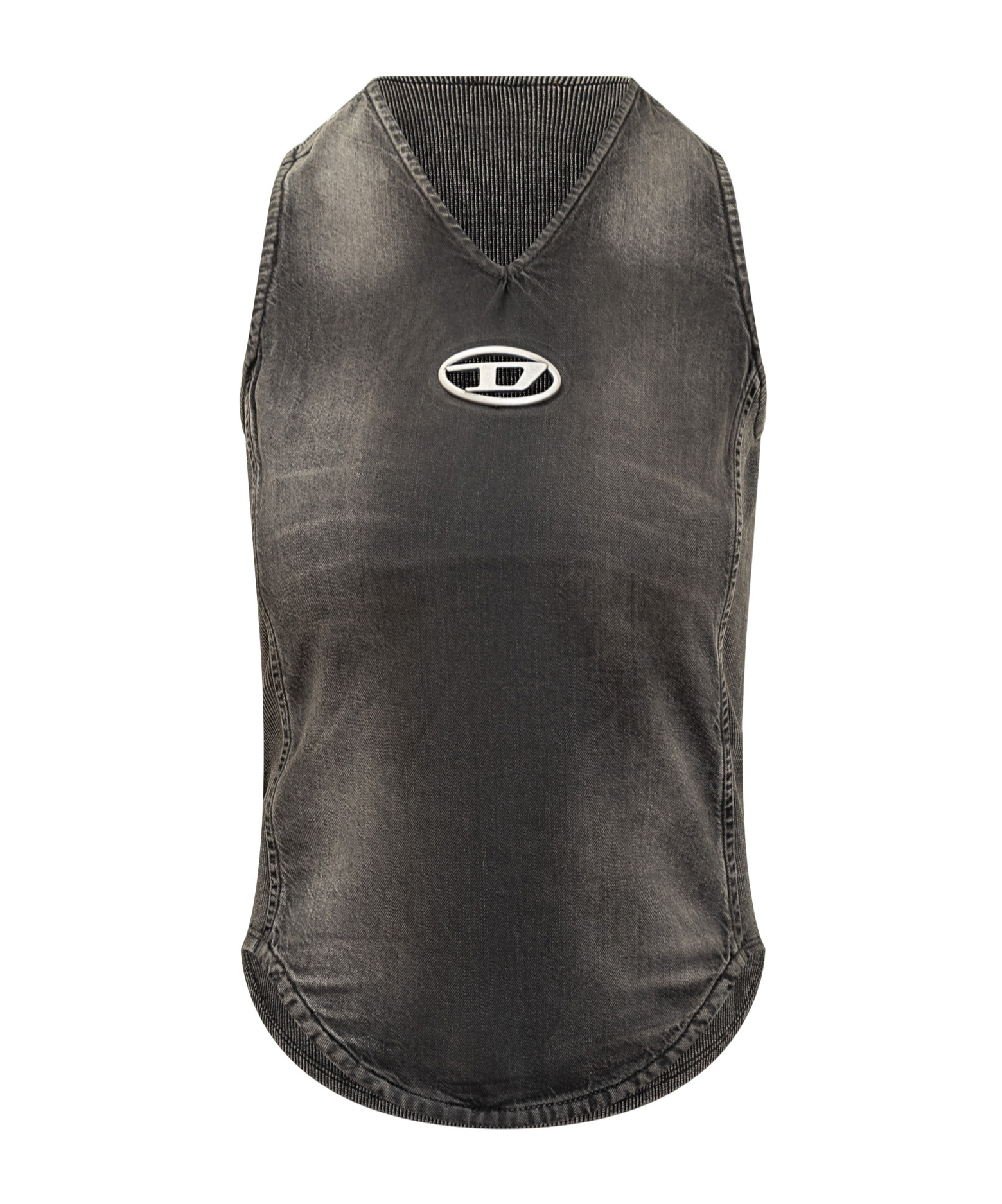 Diesel Black Denim Top Vintage Effect In Black
