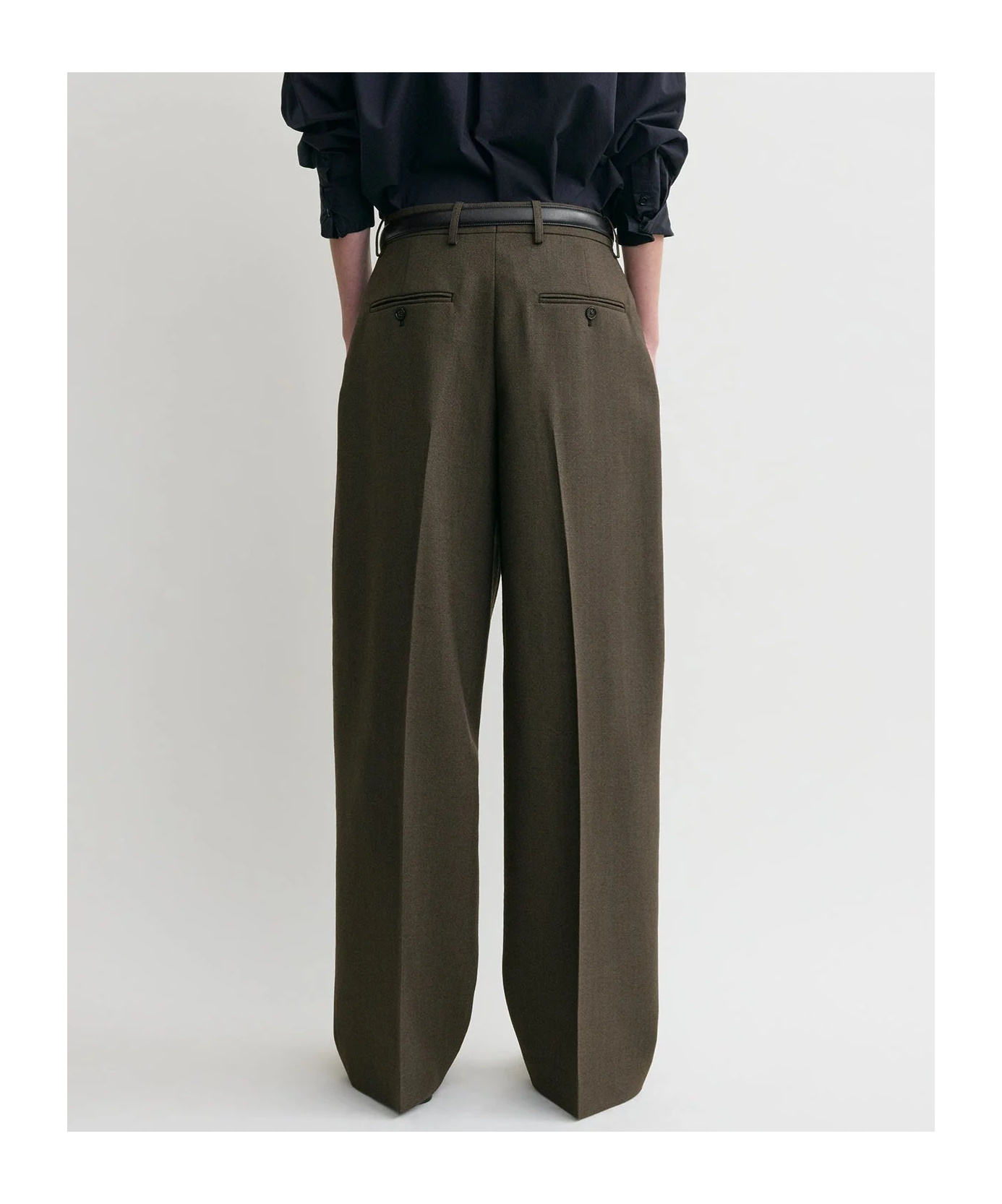 Totême Wide Tailored Trousers Forest In Neutral