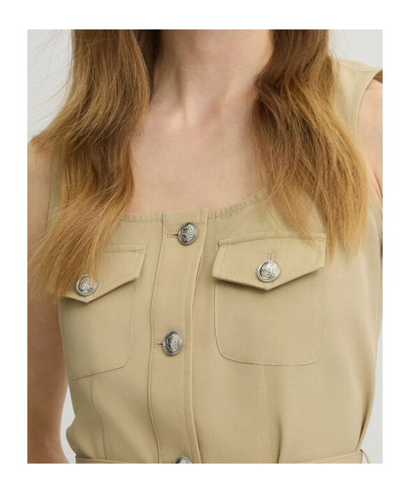 Liu •jo Cotton-blend Dress In Neutral