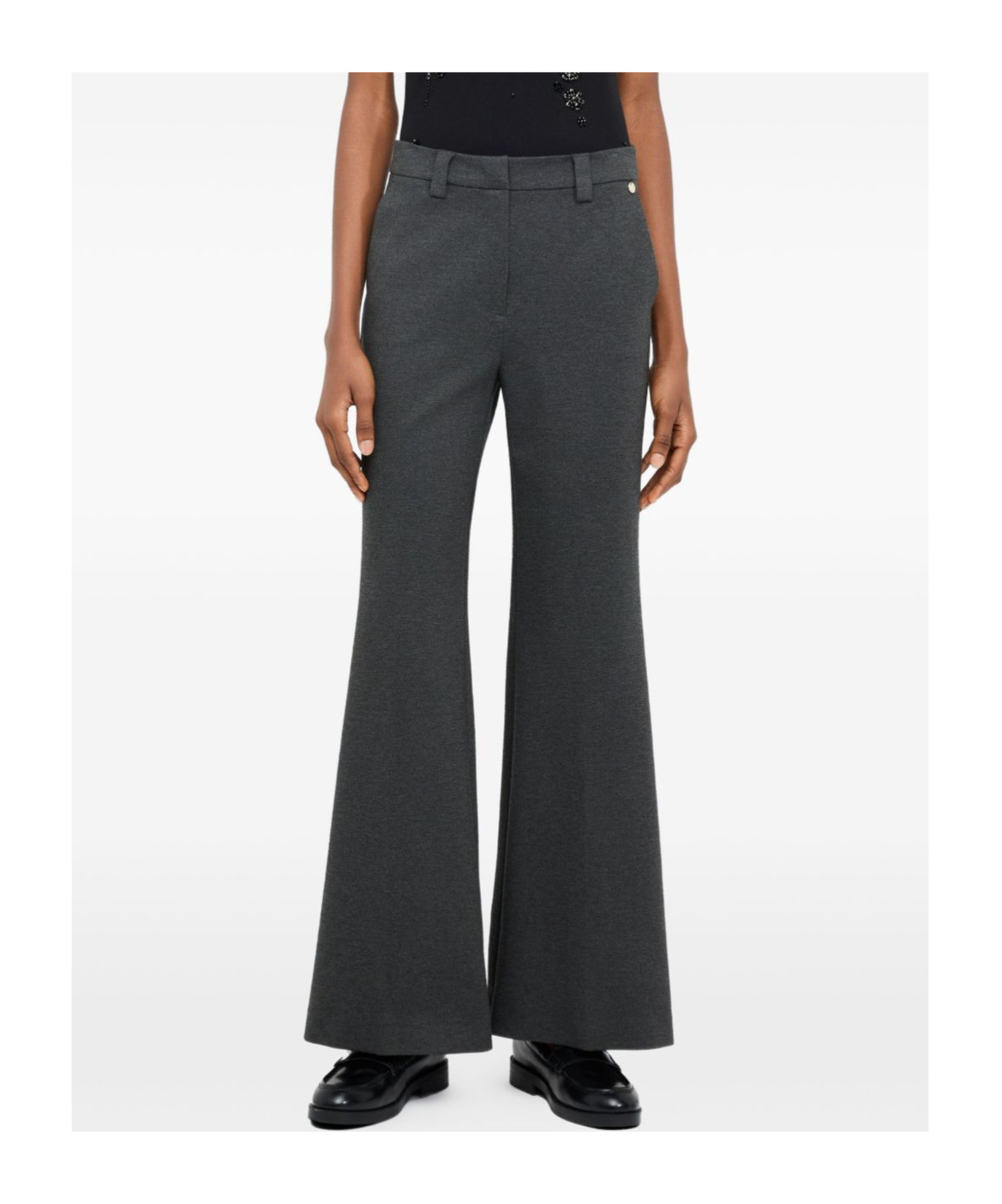 Liu •jo High-waisted Flared Casual Pants In Black