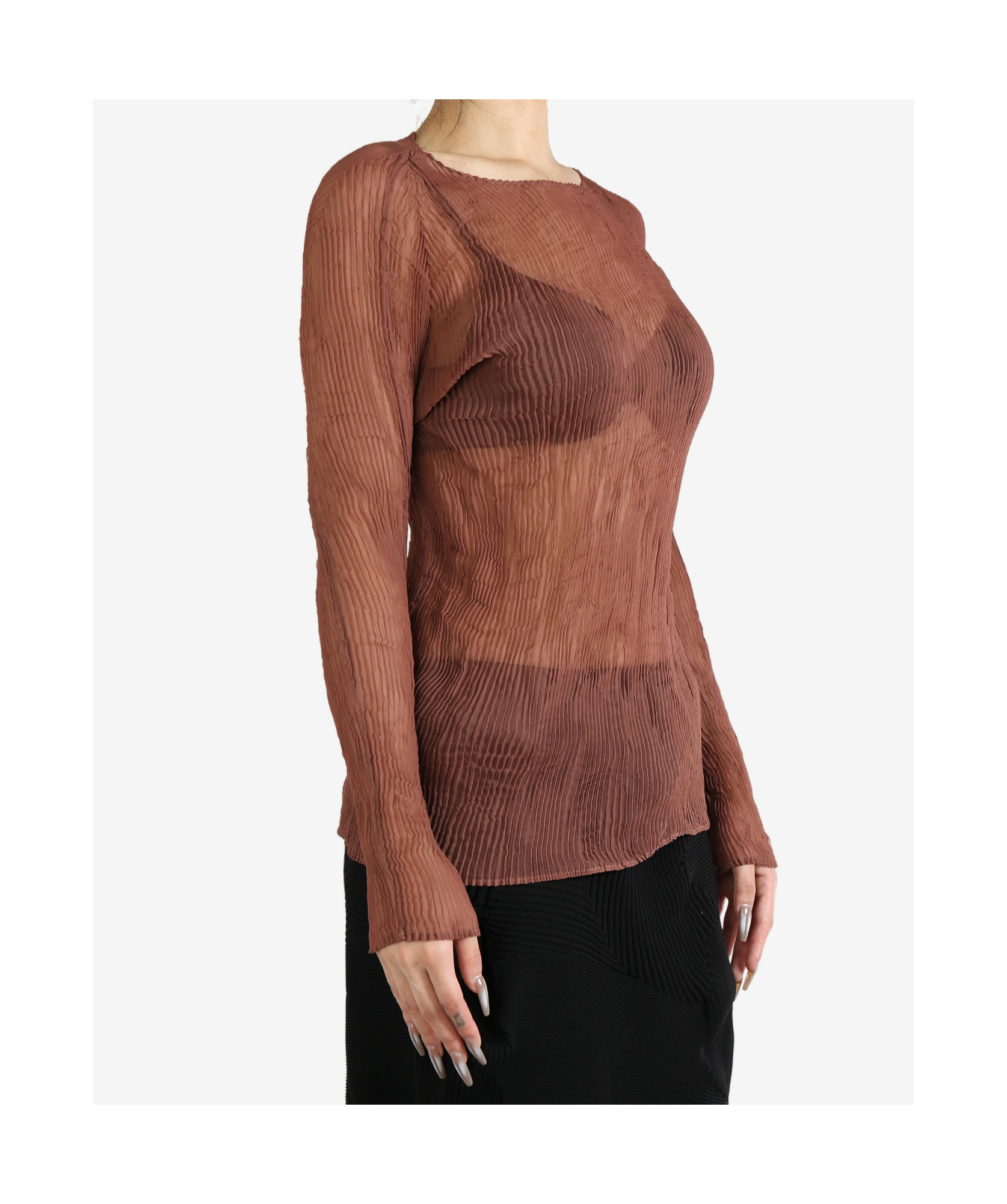 Issey Miyake Long-sleeved Blouse In Brown