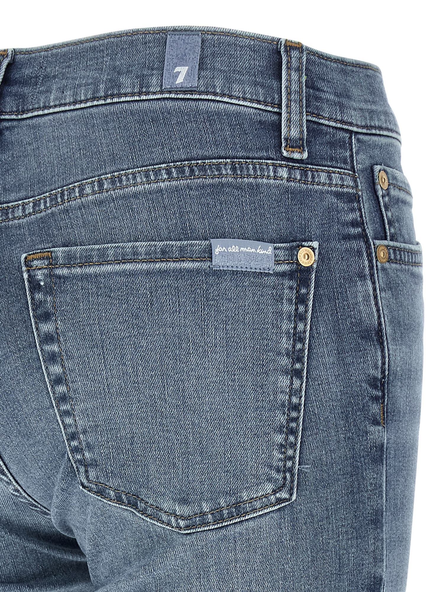 7 For All Mankind Bootcut Denim Trousers With Front And Back Pockets In Blue