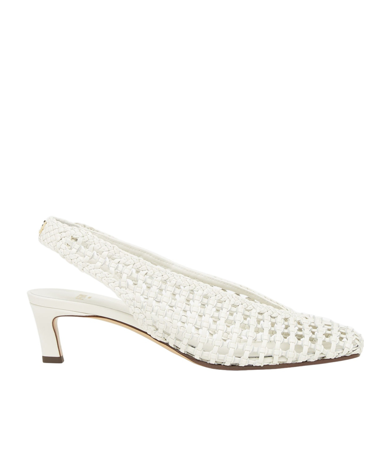 Shop Fendi White Leather Low-heeled Slingbacks