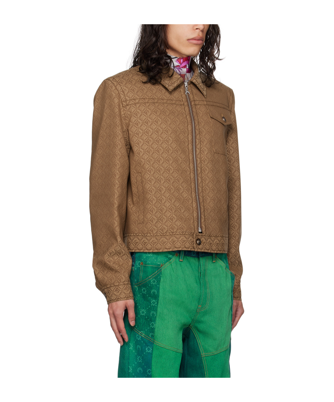 Marine Serre All-over Graphic Printed Jacket In Brown
