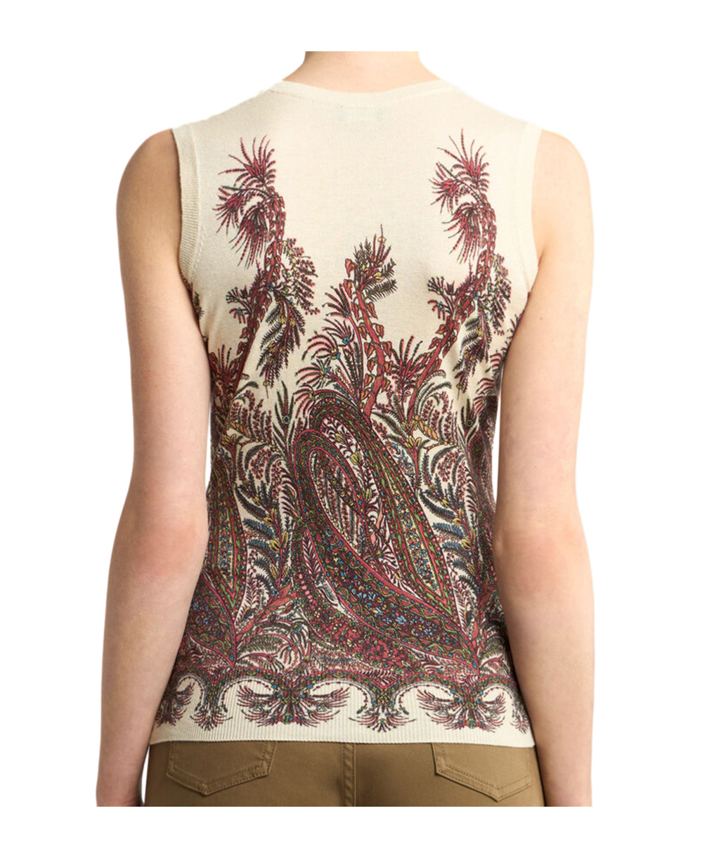 Etro , Silk And Cashmere Top With Placed Print, Woman, Multicolour, Size 44