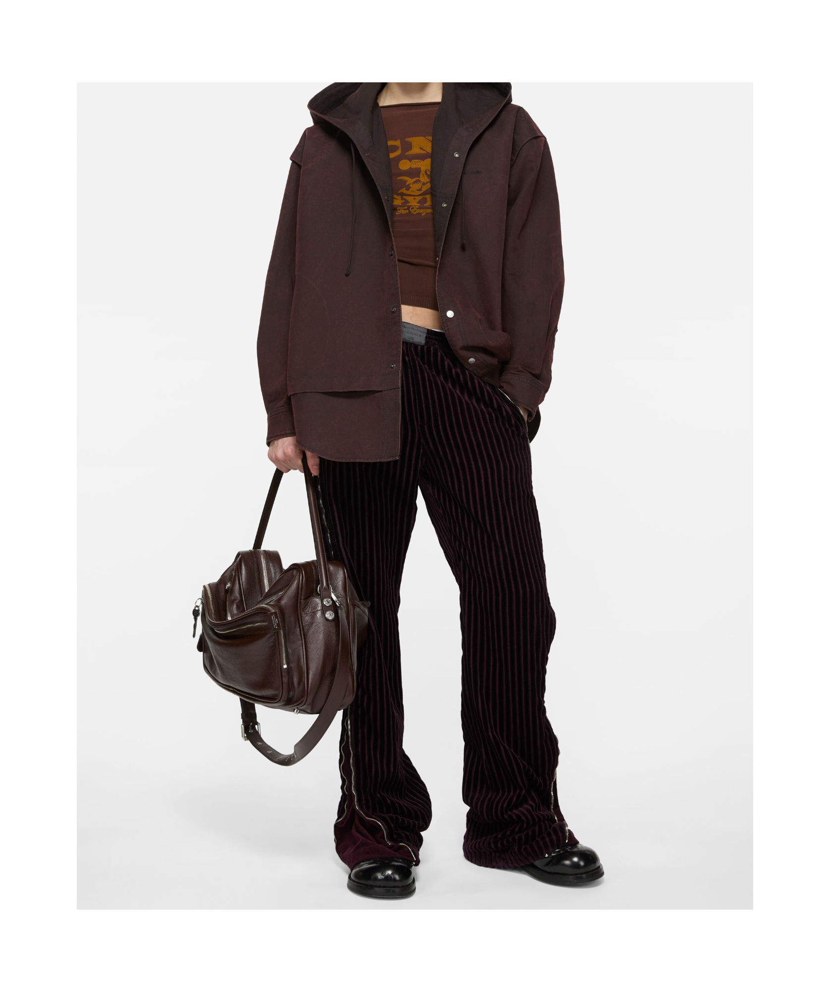 Acne Studios Hooded Organic Cotton Jacket In Burgundy