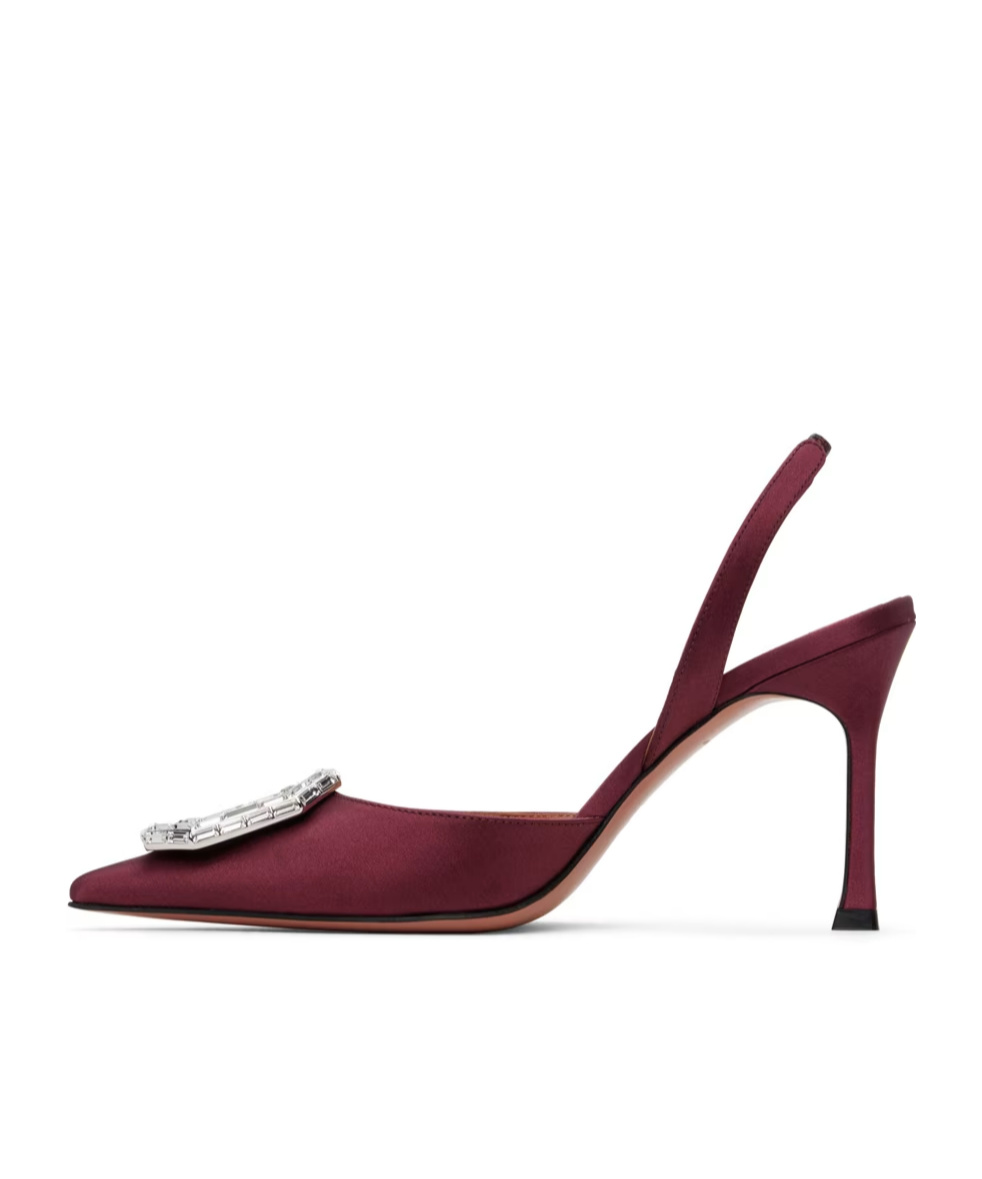 Amina Muaddi 95mm Pointed-toe Satin Slingback Pumps In Red