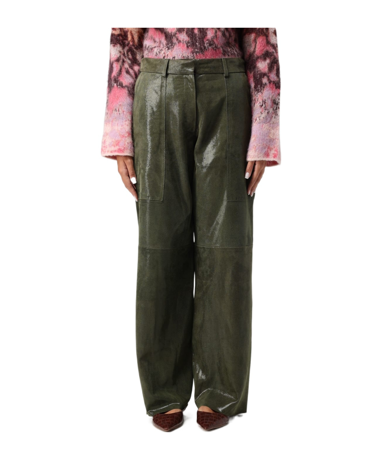 Forte Forte Pants Woman Color Green In Multicolor