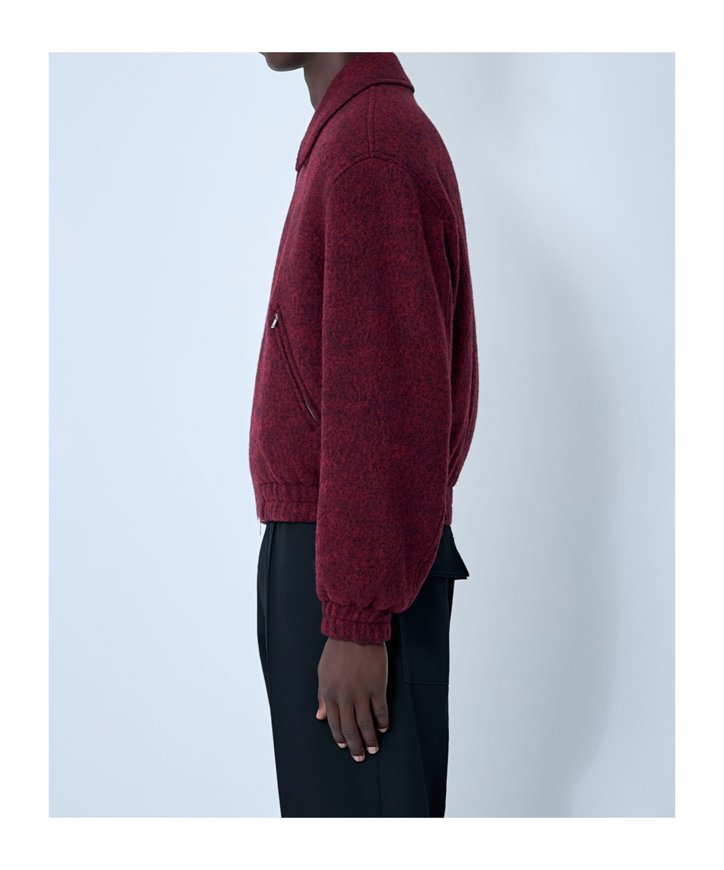 Jil Sander Men Wool-blend Bomber Jacket In Burgundy