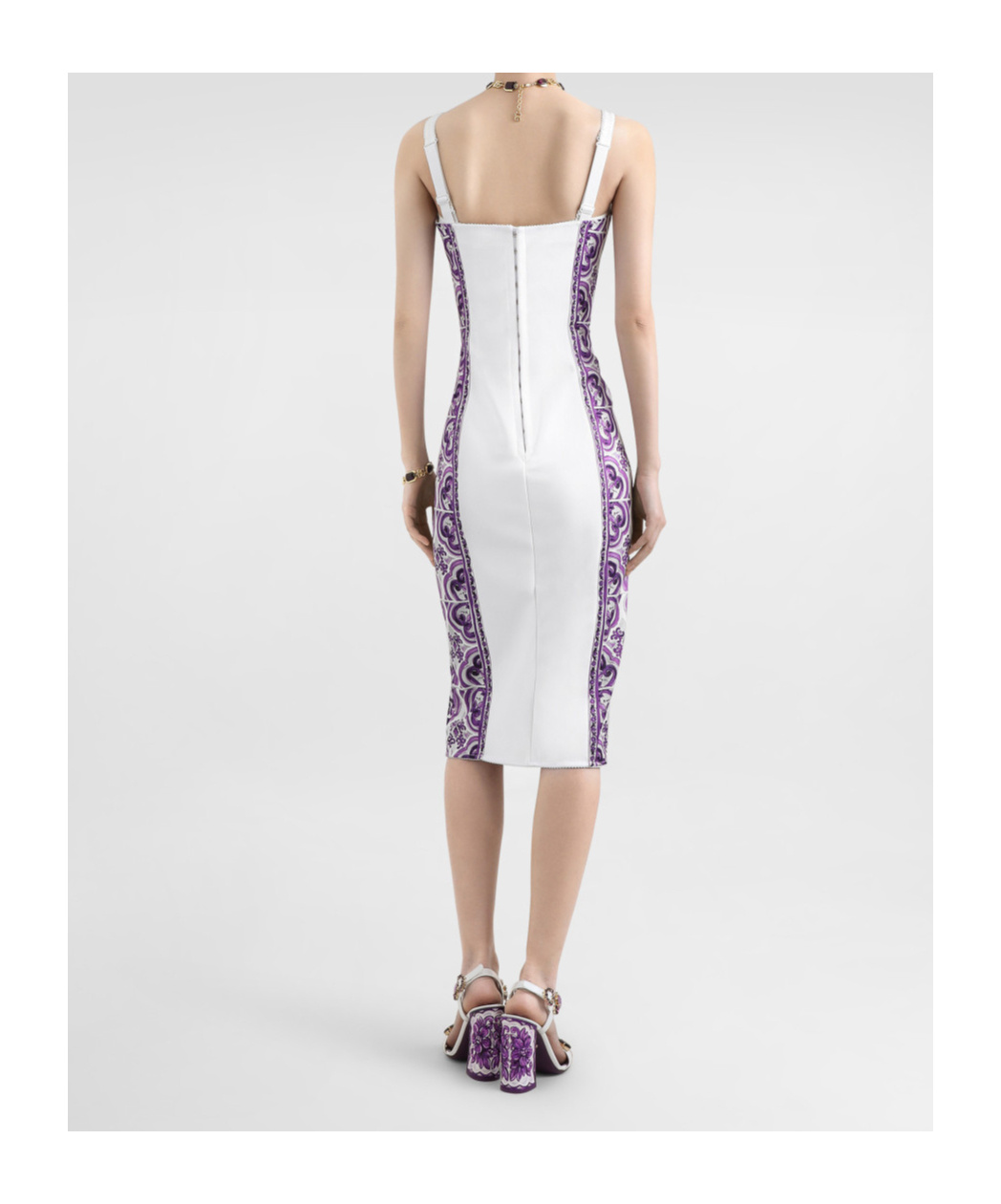 Dolce & Gabbana Majolica-print Midi Dress In Purple