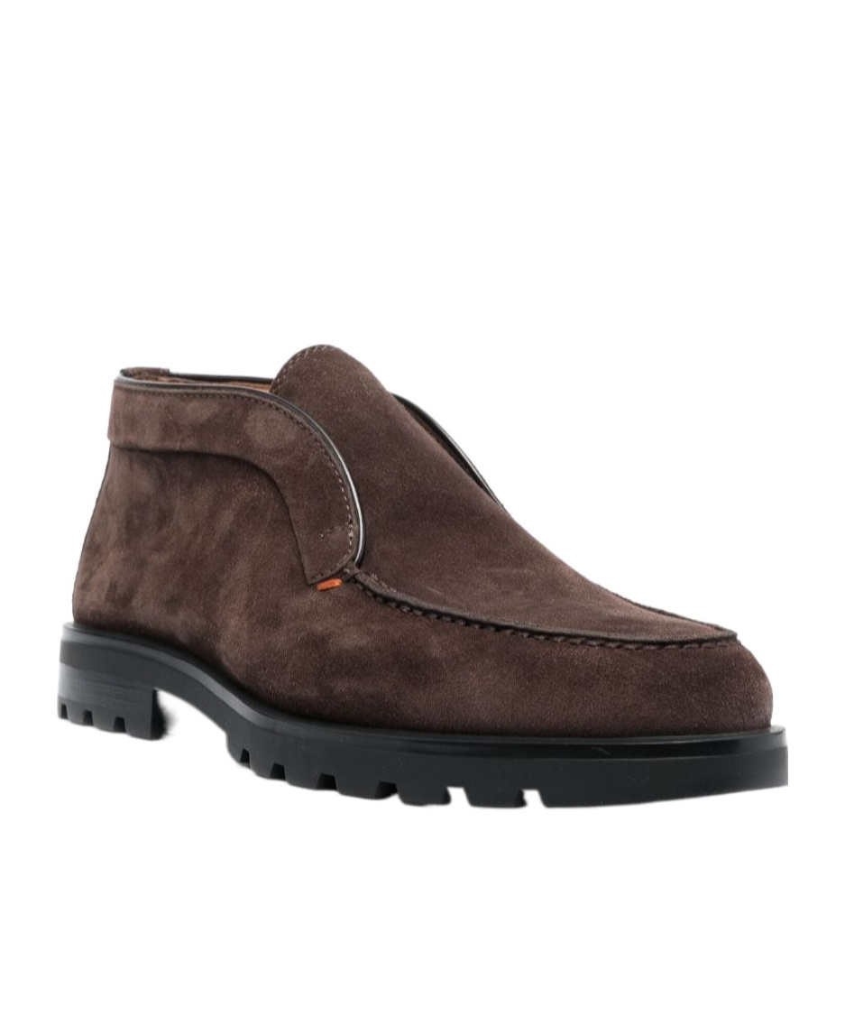 Santoni Slip-ons Desert Suede Loafers Rubber Sole In Brown