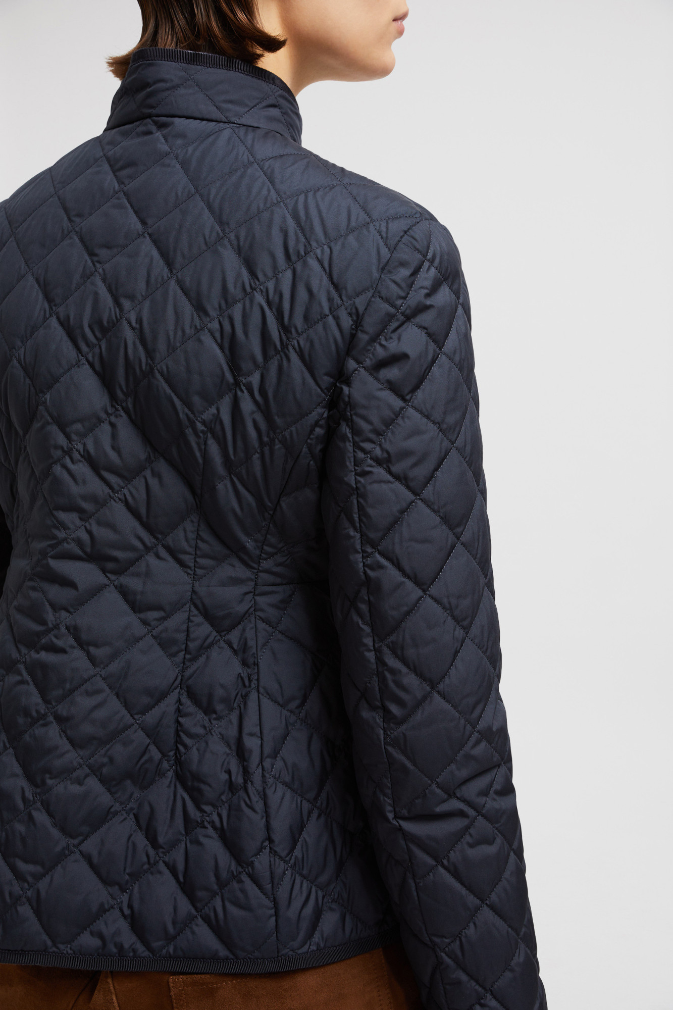Moncler High-collar Long-sleeved Down Jacket In Blue