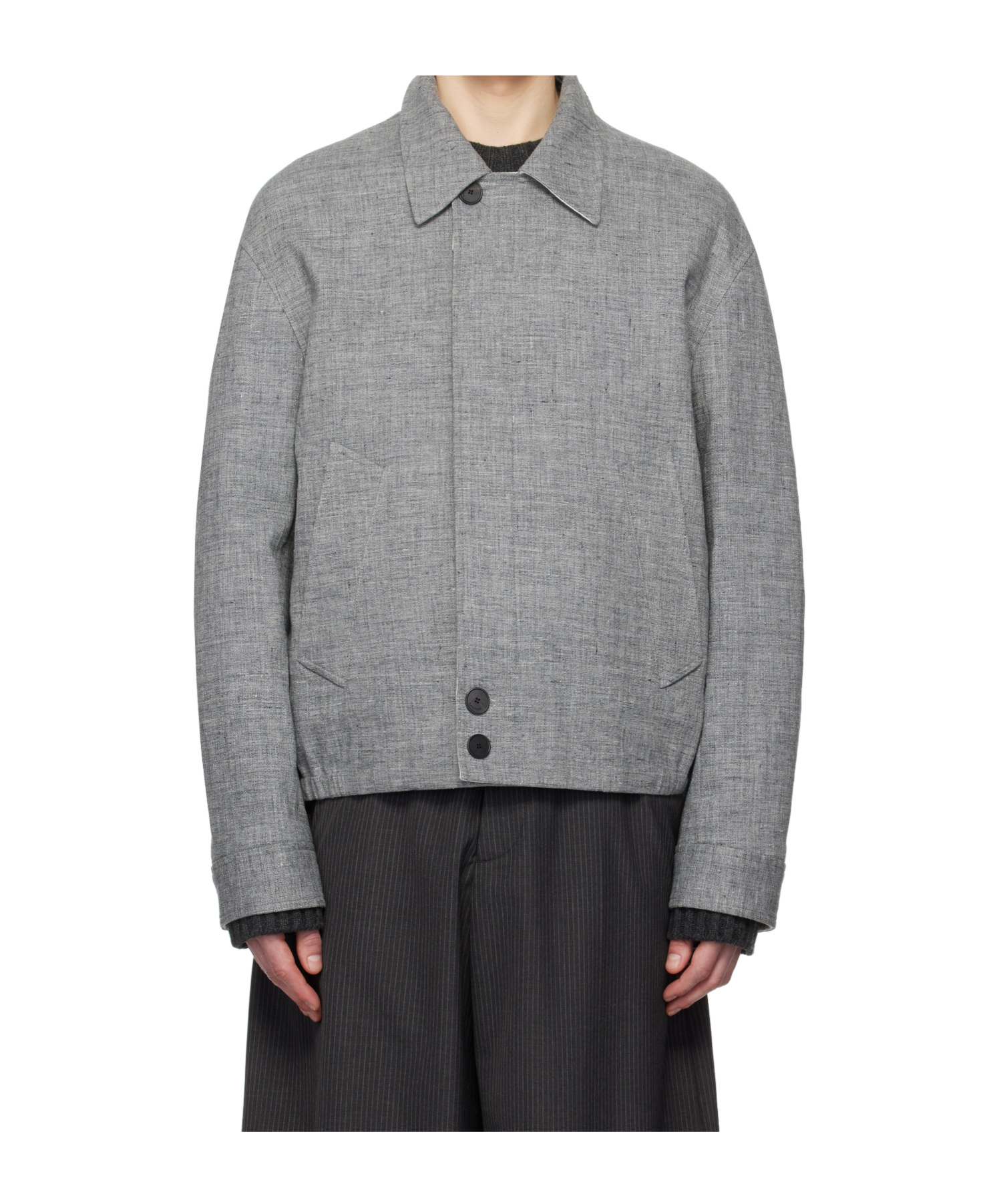 Lanvin Long-sleeved Casual Jacket In Gray