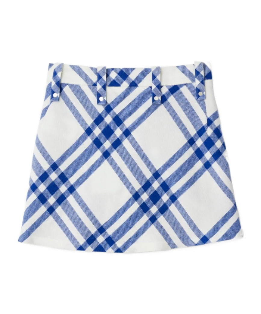 Burberry Checked Wool Miniskirt In White