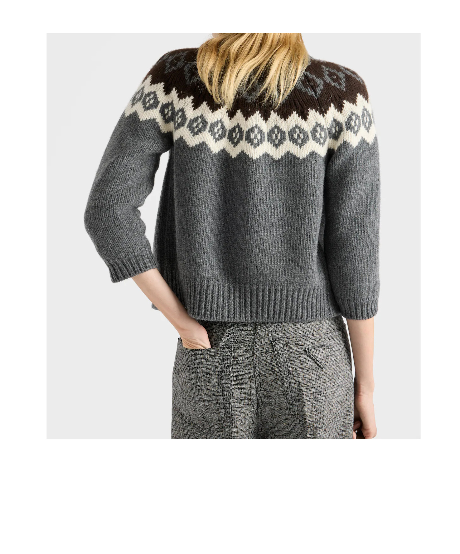 Prada Intarsia Button-up Cardigan In Gray