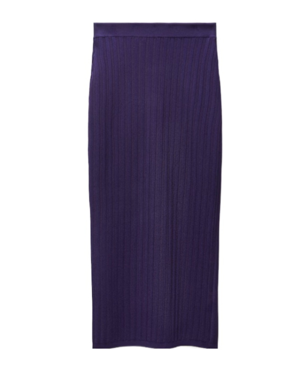 Versace Stretch Viscose Mesh Ribbed Knit Midi Skirt In Purple