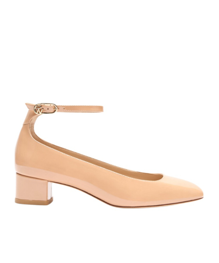 Stuart Weitzman Jane Patent-leather Pumps In Nude