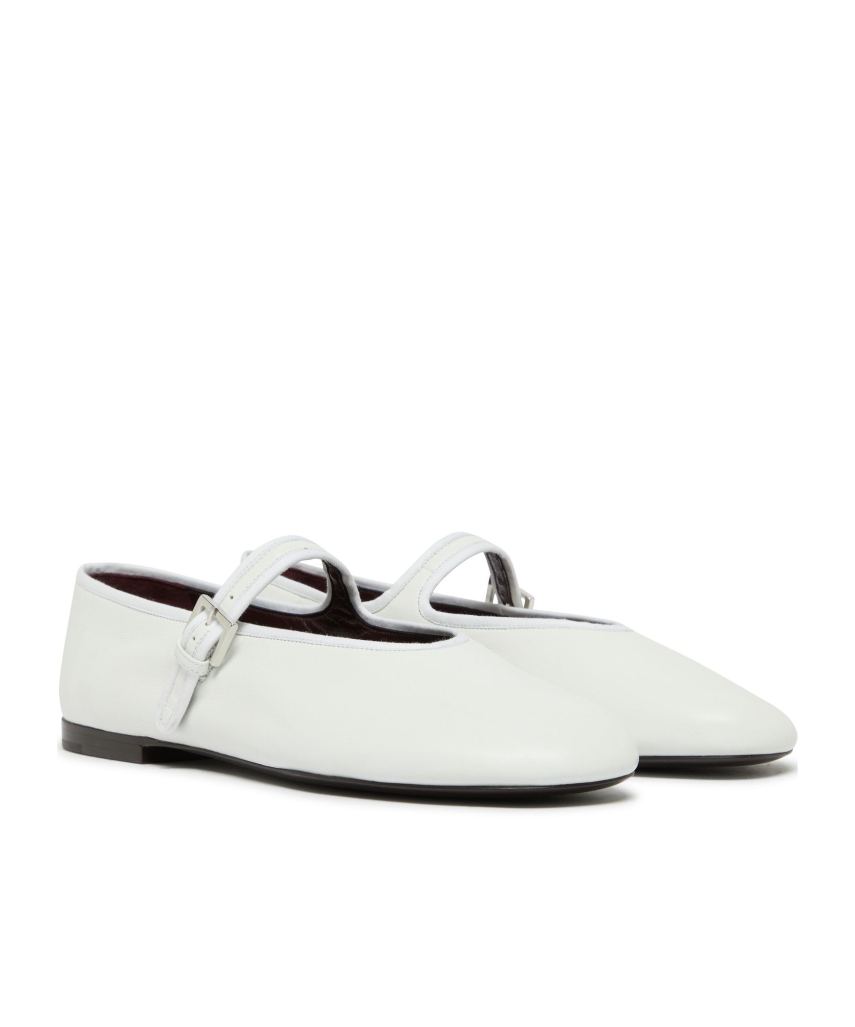 The Row Boheme Leather Mary Jane Ballerina Flats In White
