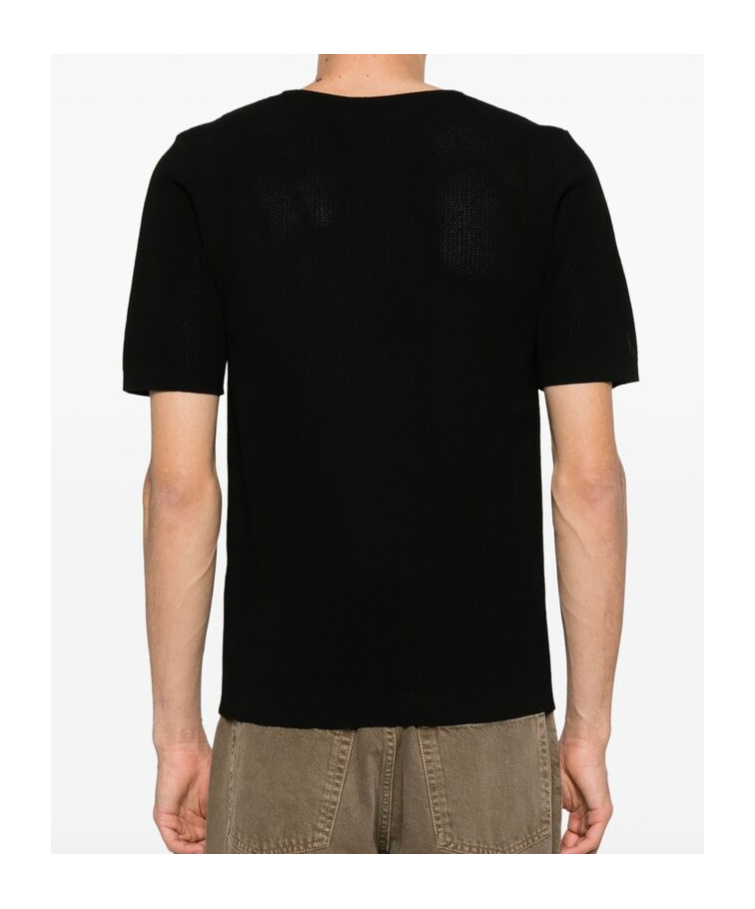 Dries Van Noten Short-sleeved Round-neck Sweater In Black