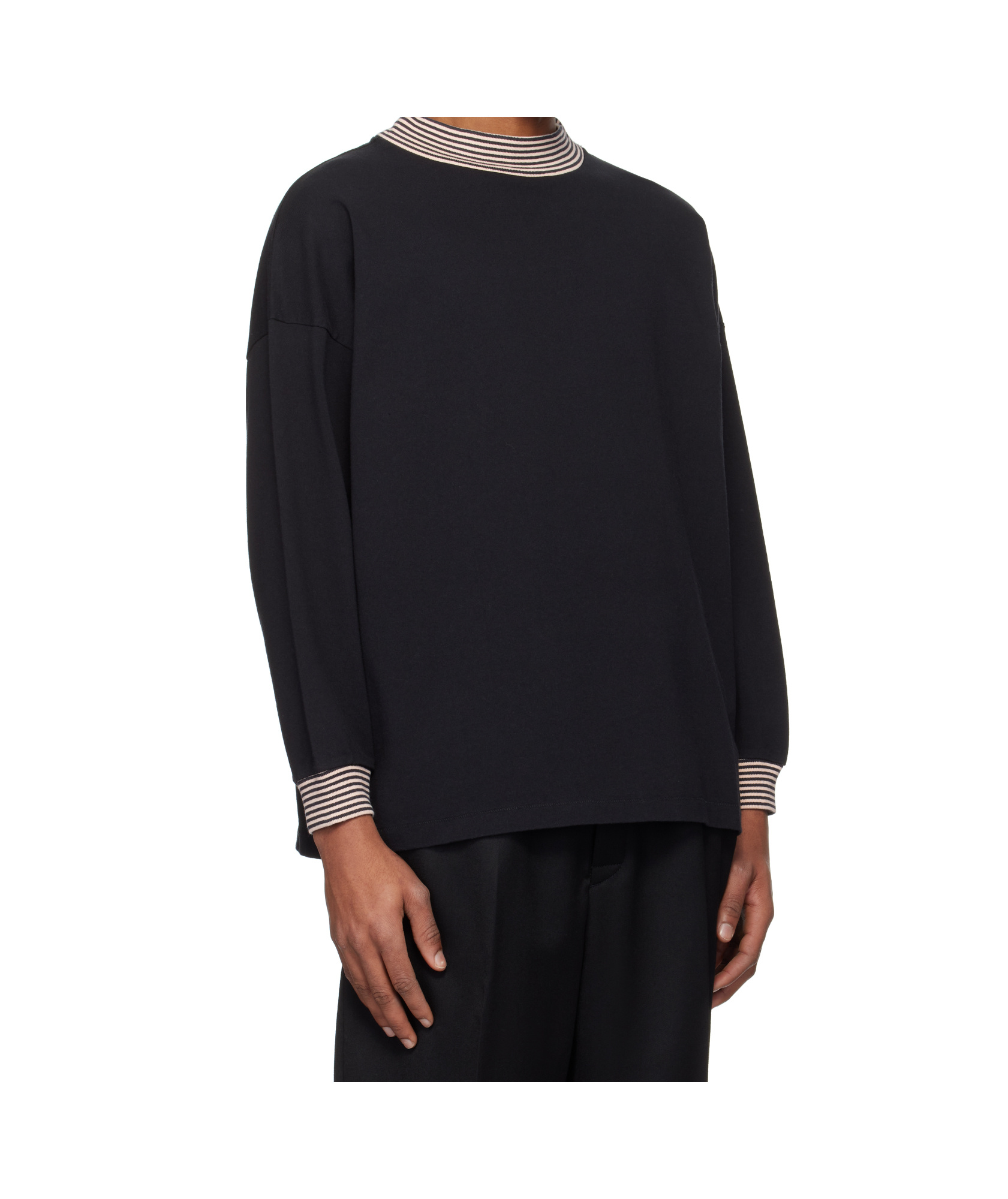 Bode Black Duotone Mockneck Top In Black