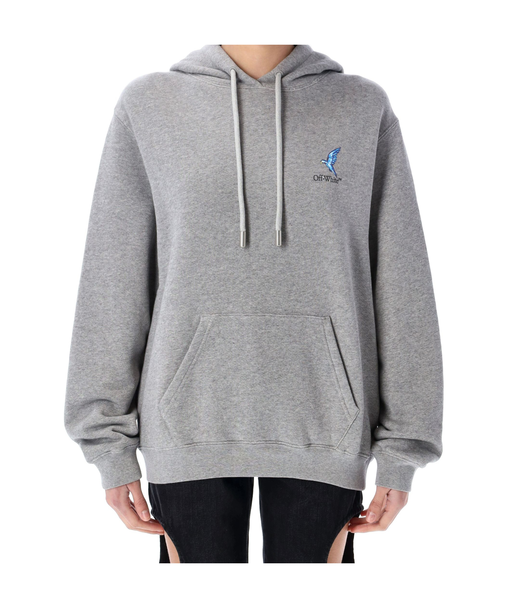Off-white Long-sleeved Hoodie In Gray