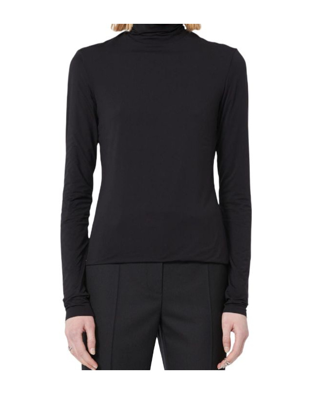 Sportmax Jersey Turtleneck Sweater Long Sleeves In Black