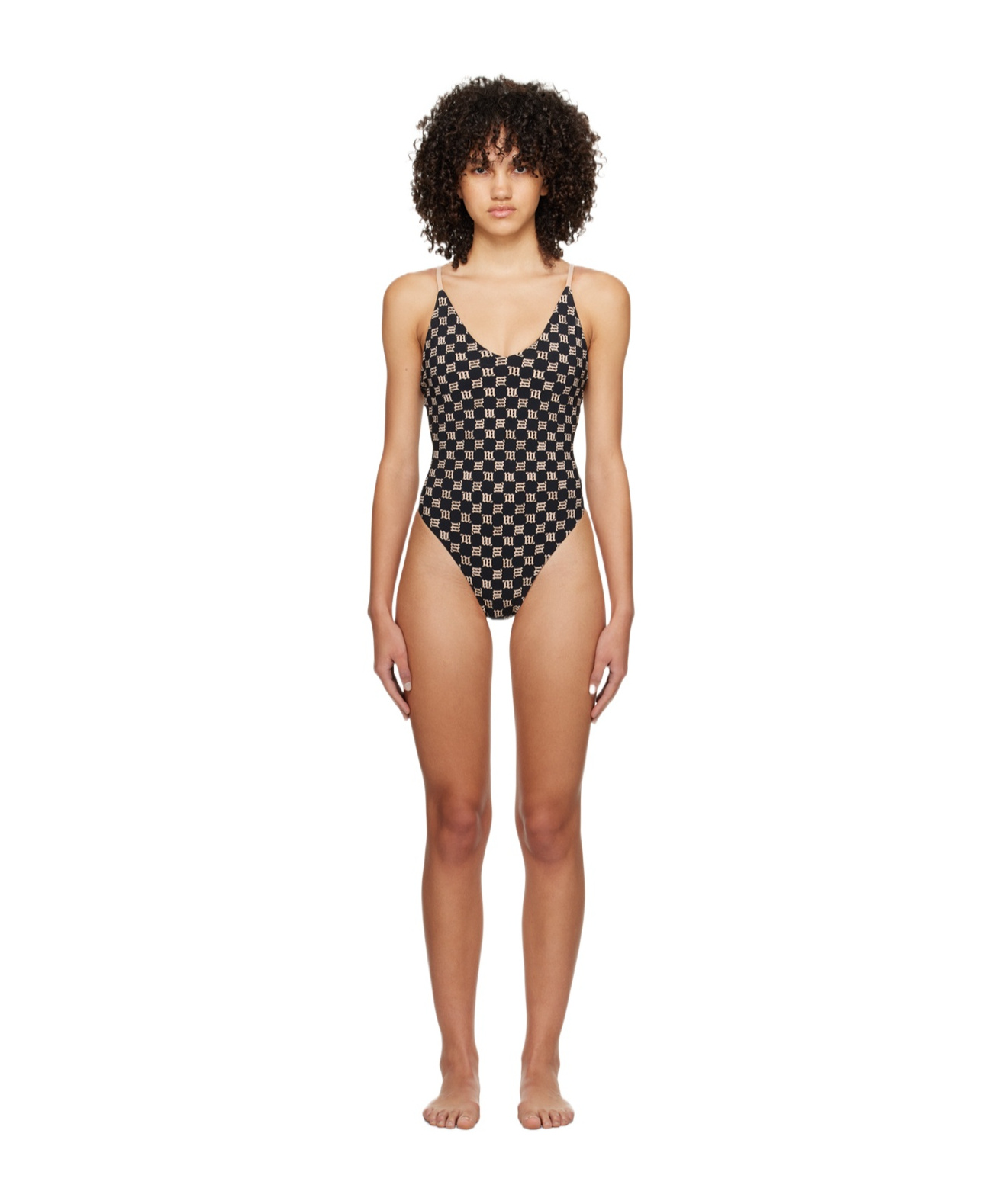 Misbhv Black Monogram Swimsuit In Brown