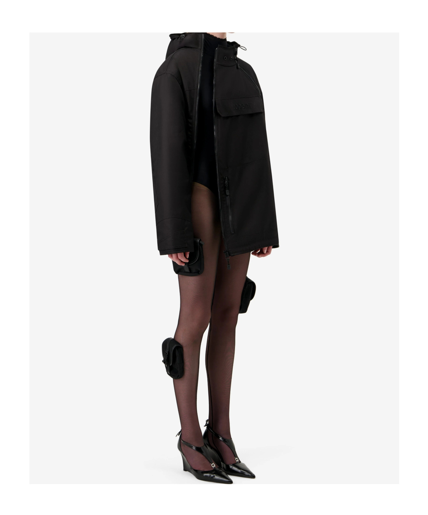 Coperni Asymmetric Parka In Black