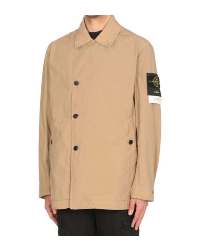 Stone Island Long Sleeve Windbreaker Jacket In Beige