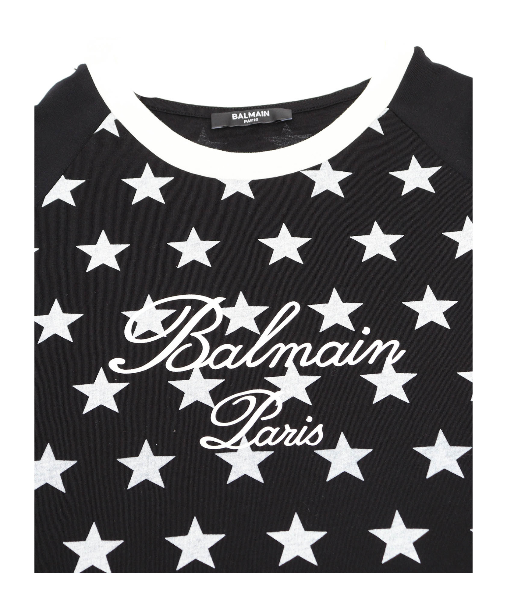 Shop Balmain Kids Star-printed Crewneck T-shirt In Black